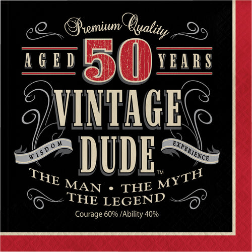 50 Vintage Dude Lunch Napkin 16ct | Milestone Birthday