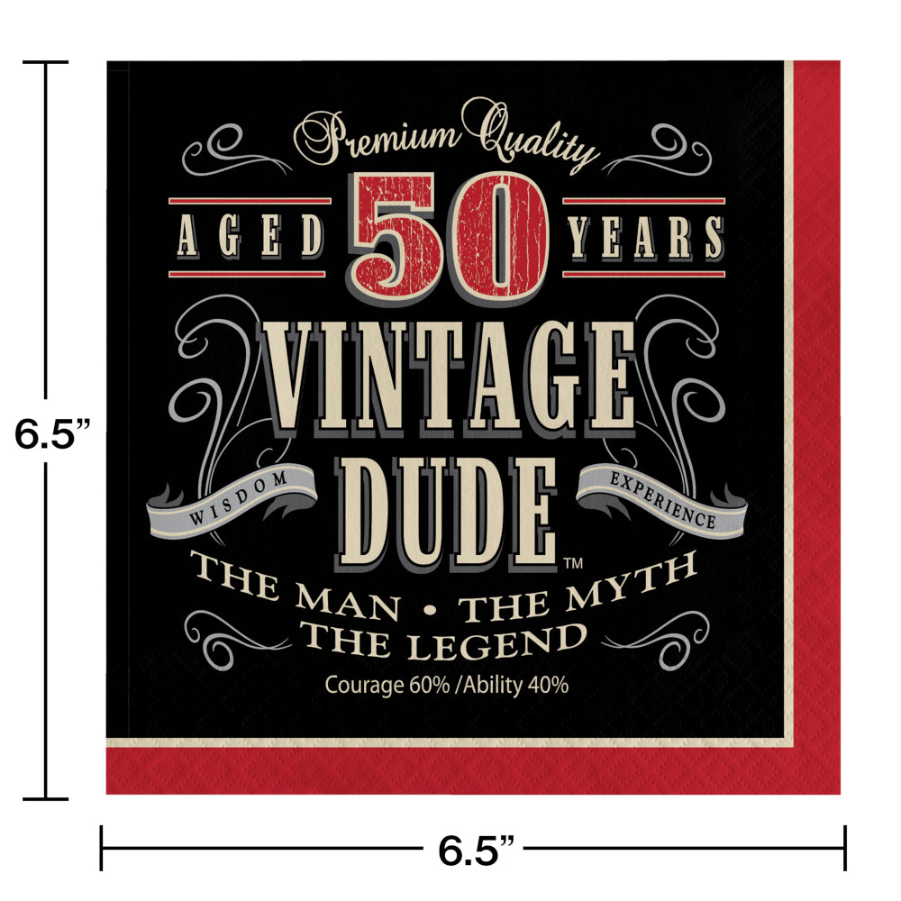 50 Vintage Dude Lunch Napkin 16ct | Milestone Birthday