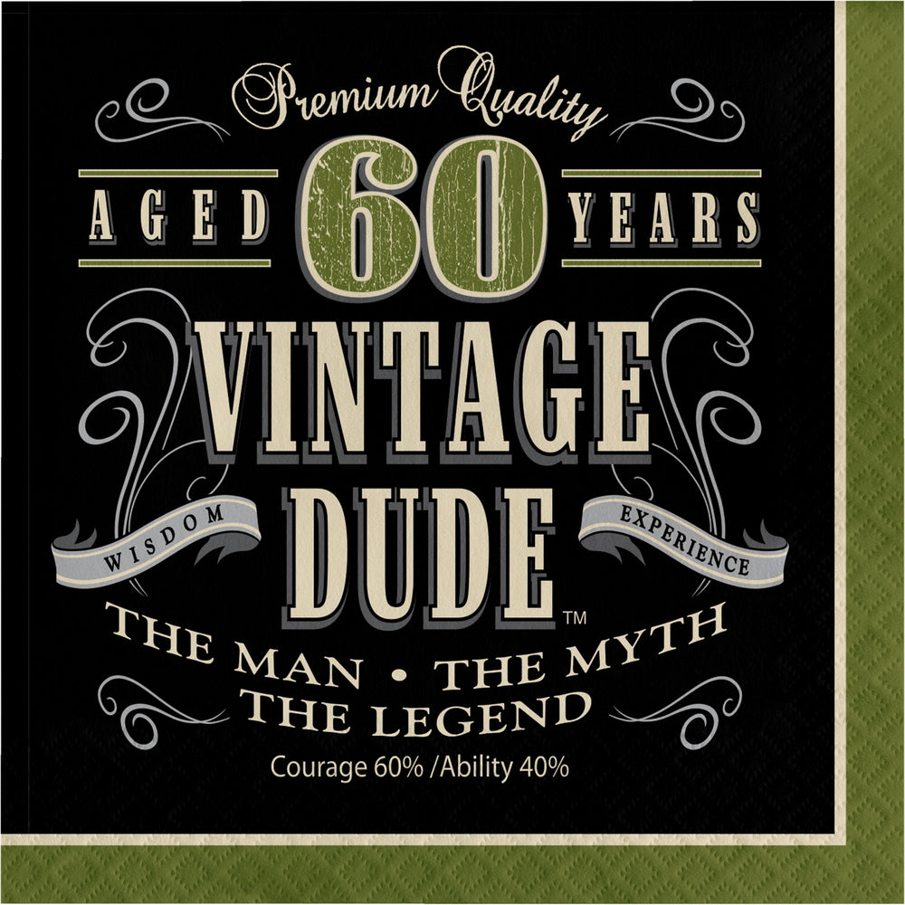 60 Vintage Dude Lunch Napkin 16ct | Milestone Birthday