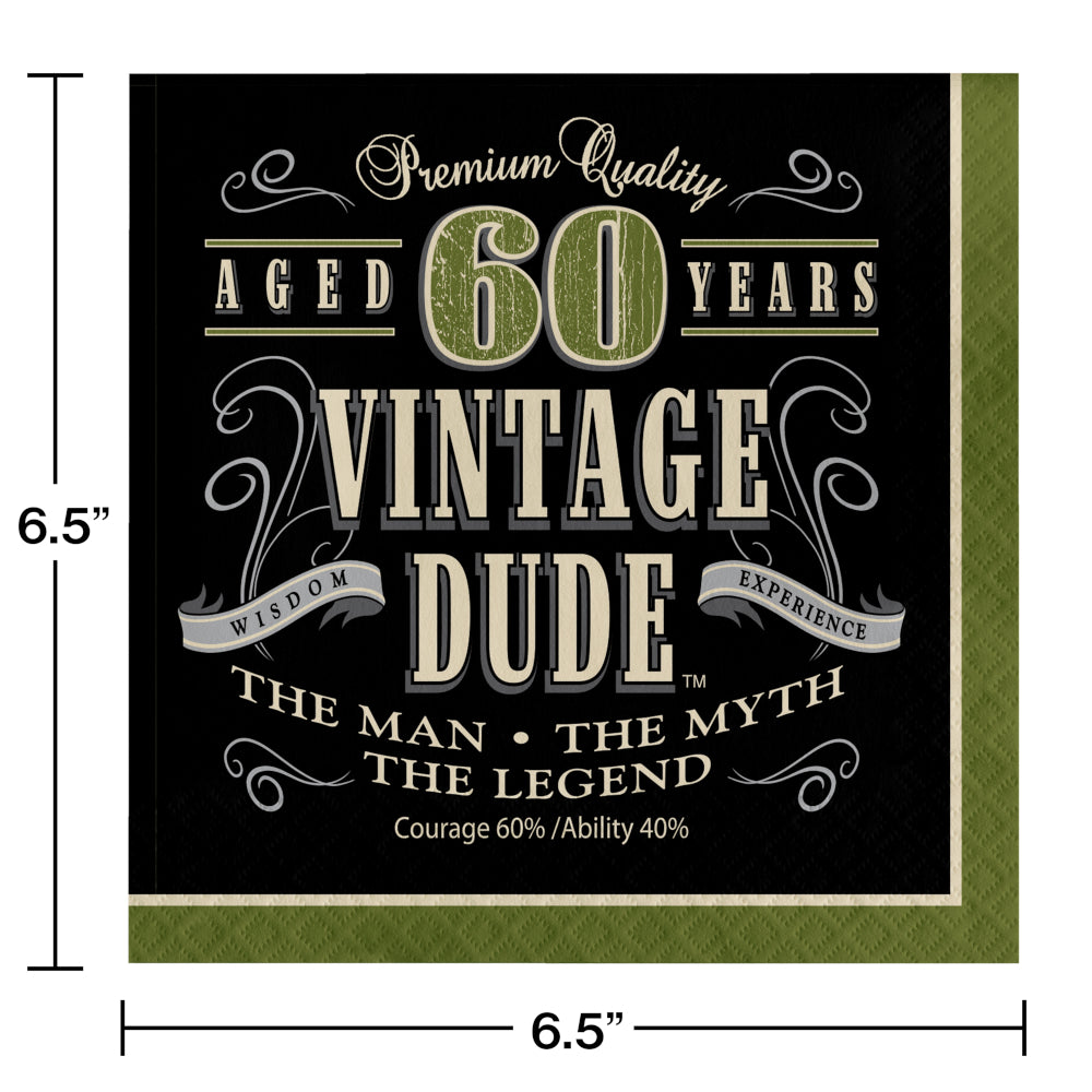 60 Vintage Dude Lunch Napkin 16ct | Milestone Birthday