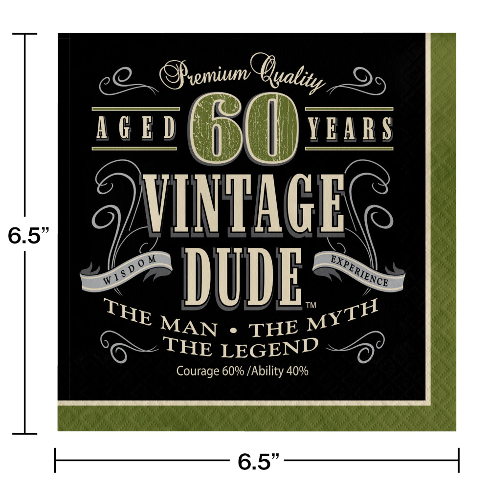 60 Vintage Dude Lunch Napkin 16ct | Milestone Birthday
