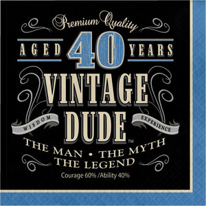 40 Vintage Dude Lunch Napkin | Milestone Birthday
