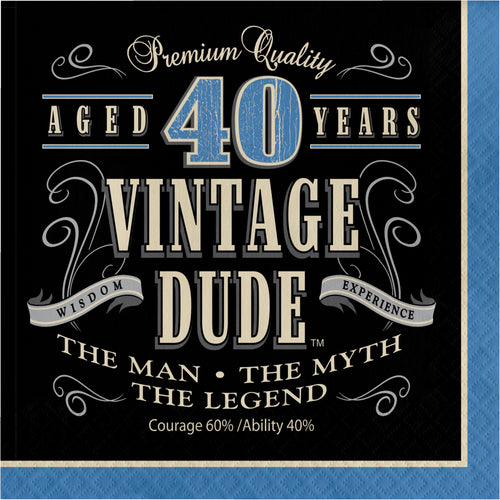 40 Vintage Dude Lunch Napkin | Milestone Birthday