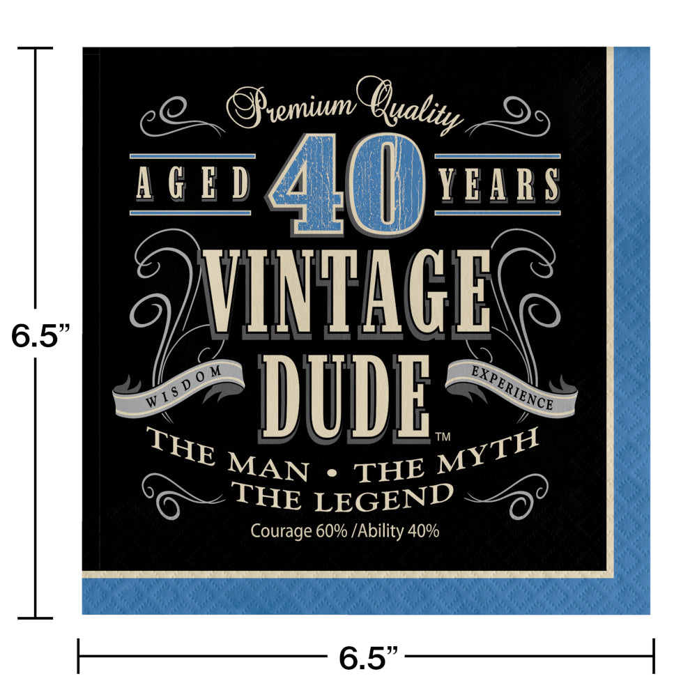 40 Vintage Dude Lunch Napkin | Milestone Birthday