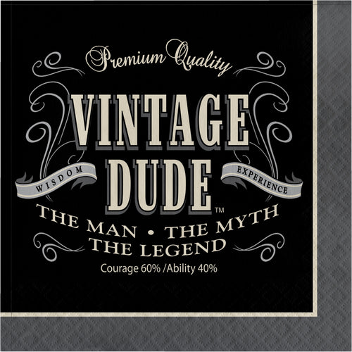 Vintage Dude Lunch Napkins 16ct  | Milestone Birthday