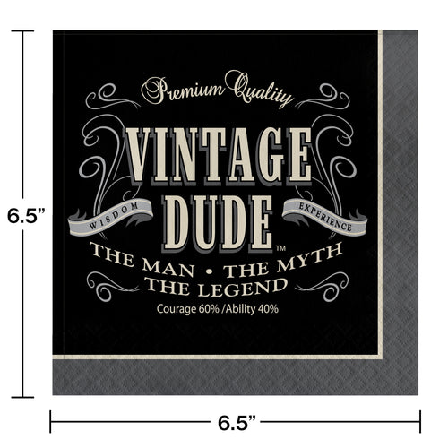 Vintage Dude Lunch Napkins 16ct  | Milestone Birthday
