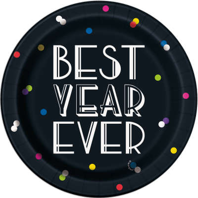 Neon Dots New Years Round Dessert Plates 8ct | New Year's Eve