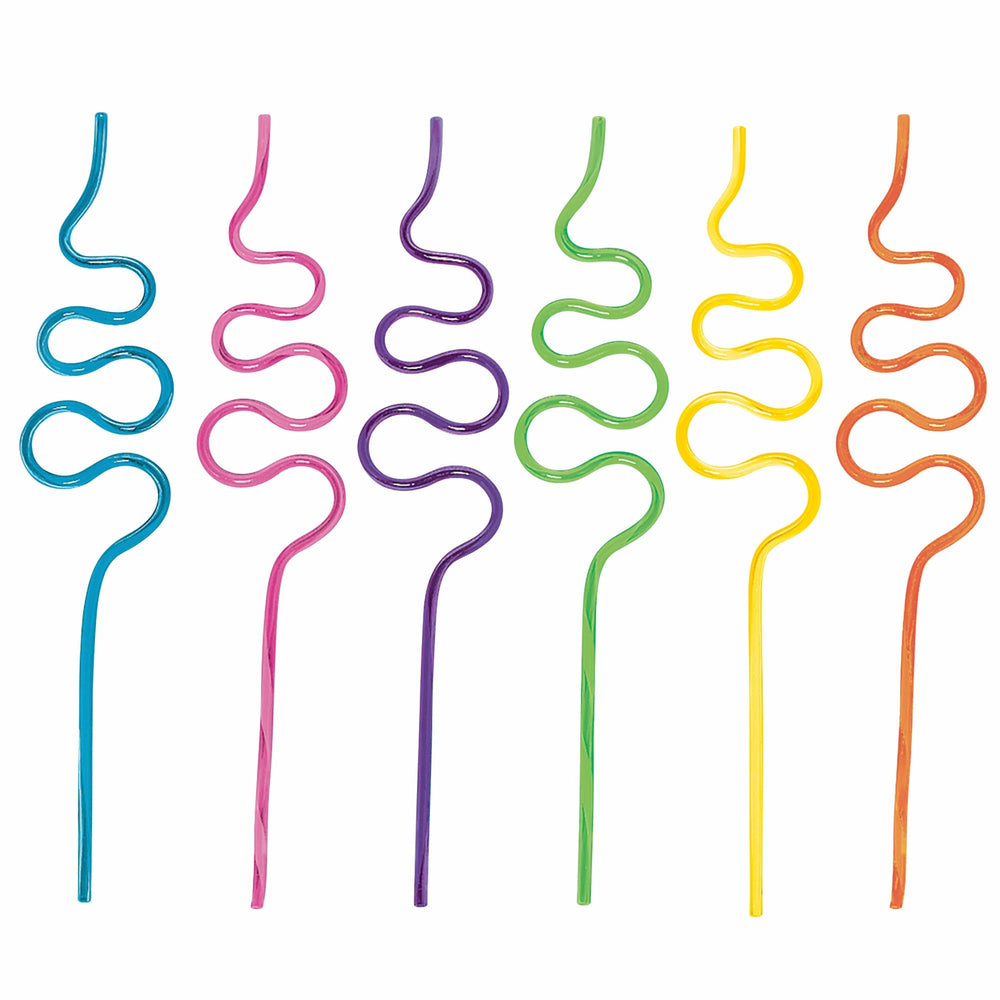 7.5'' Plastic Squiggle Silly Straw Mega Value Pack 48/Pack