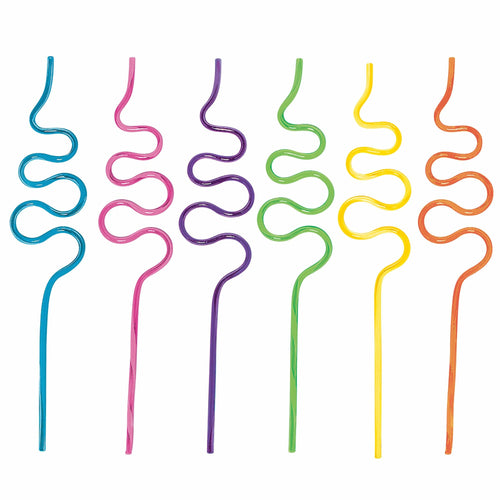 7.5'' Plastic Squiggle Silly Straw Mega Value Pack 48/Pack