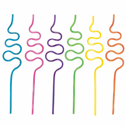 7.5'' Plastic Squiggle Silly Straw Mega Value Pack 48/Pack