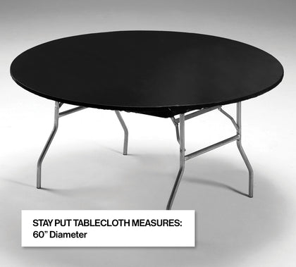 Stay Put Black 60in Round Table Cover  | Solids