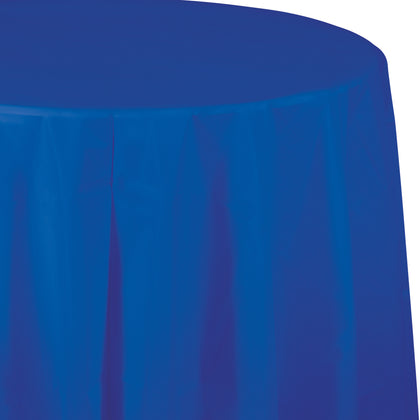 Cobalt Blue Round Plastic Table Cover | Solids