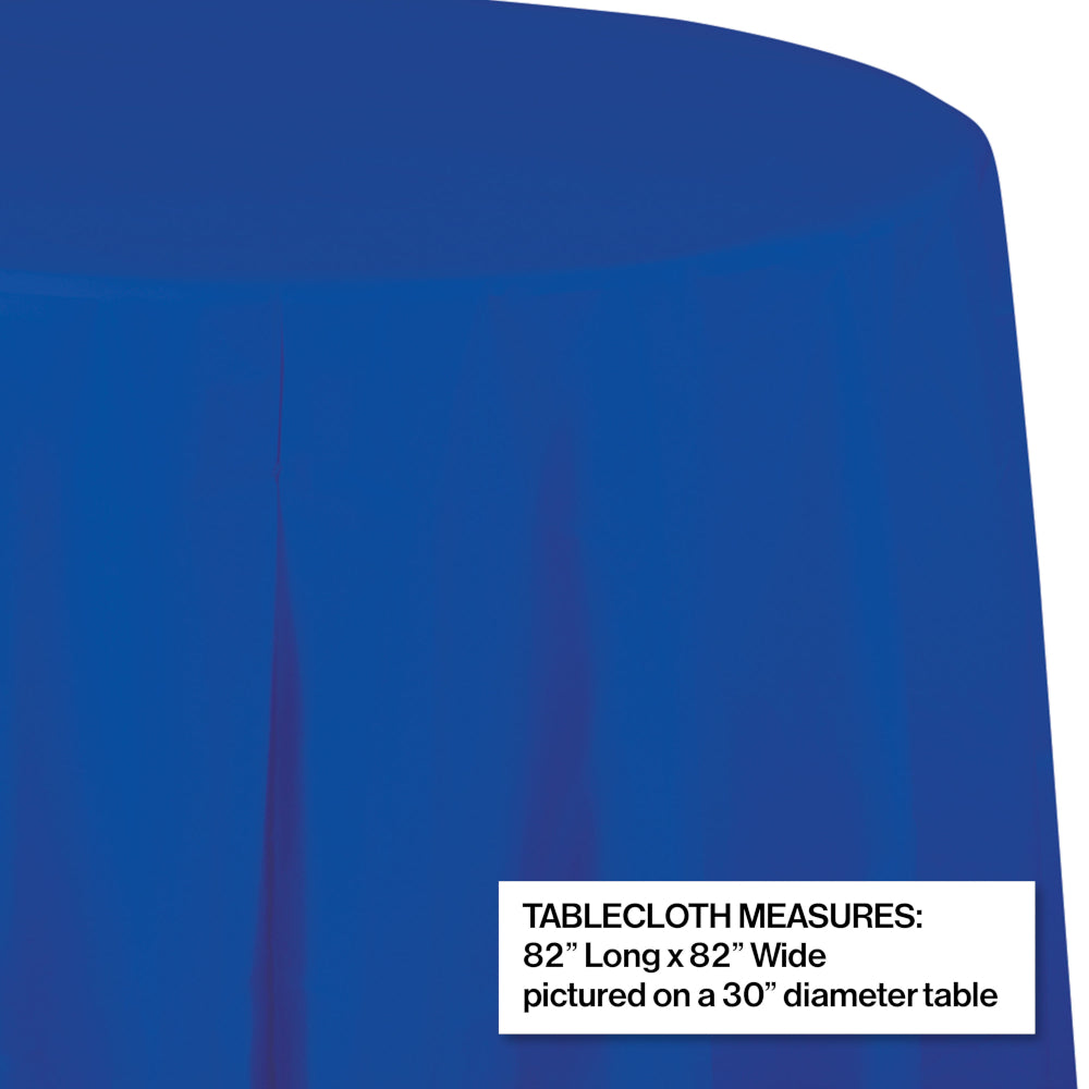 Cobalt Blue Round Plastic Table Cover | Solids