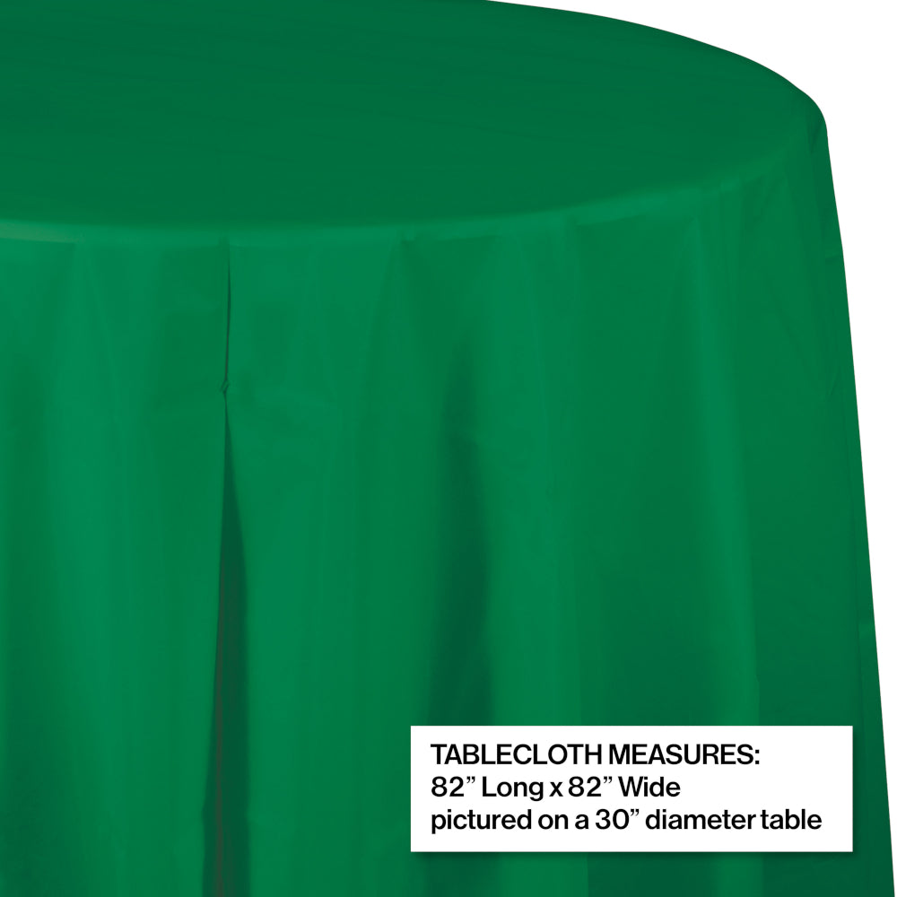 Emerald Green Round Plastic Table Cover | Solids
