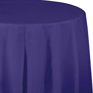 Purple Round Plastic Table Cover | Solids