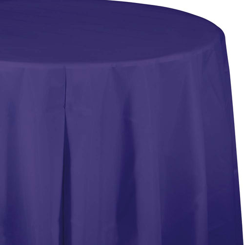 Purple Round Plastic Table Cover | Solids