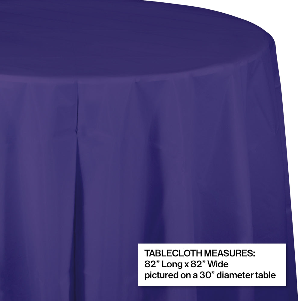 Purple Round Plastic Table Cover | Solids