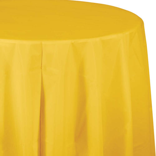 School Bus Yellow Round Plastic Table Cover | Solids