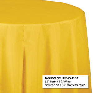 School Bus Yellow Round Plastic Table Cover | Solids