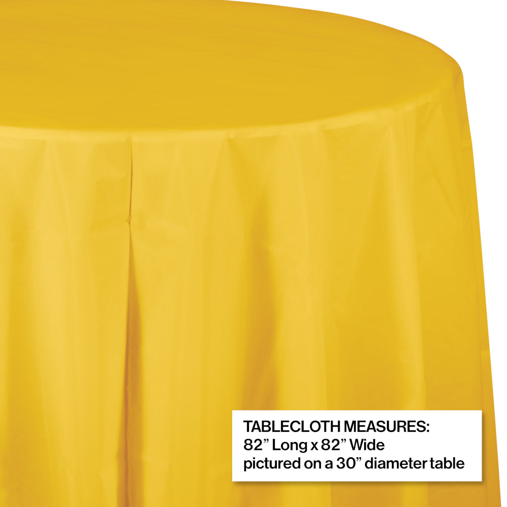 School Bus Yellow Round Plastic Table Cover | Solids
