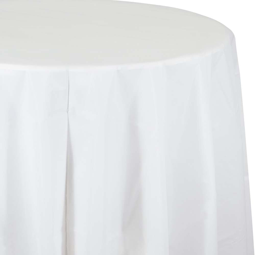 White Round Plastic Table Cover | Solids