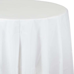 White Round Plastic Table Cover | Solids