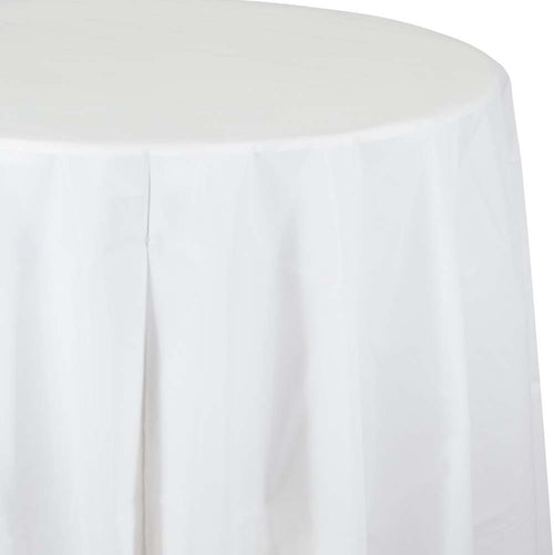 White Round Plastic Table Cover | Solids