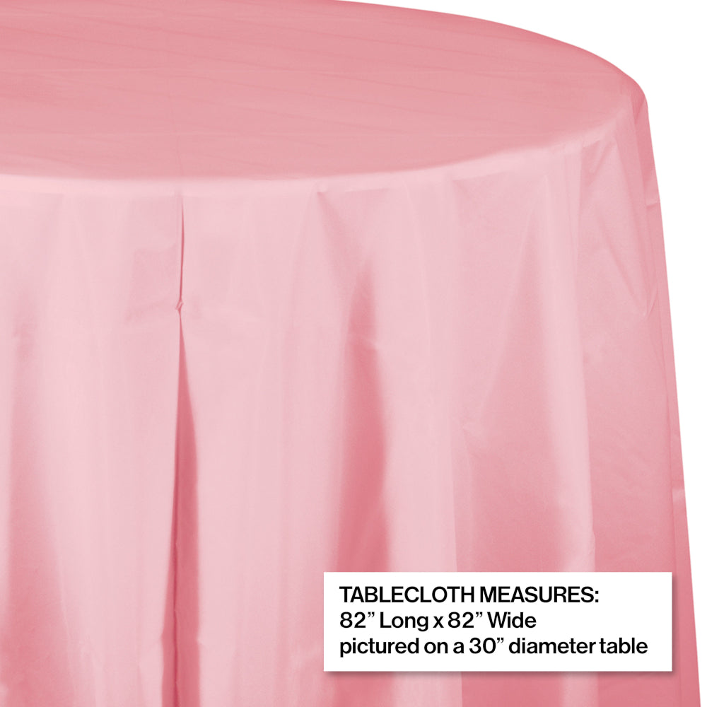 Classic Pink Round Plastic Table Cover | Solids
