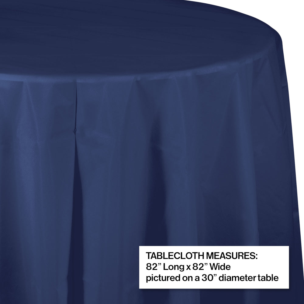 Navy Blue Round Plastic Table Cover | Solids