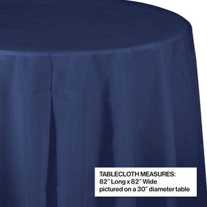 Navy Blue Round Plastic Table Cover | Solids
