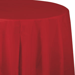Classic Red Round Plastic Table Cover | Solids
