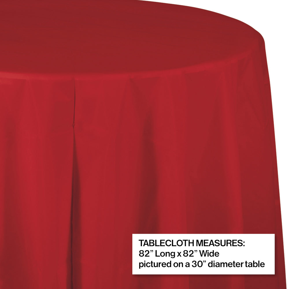 Classic Red Round Plastic Table Cover | Solids