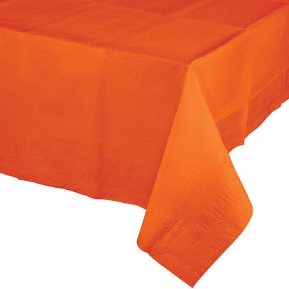 Sun Kissed Orange Rectangular Paper Table Cover | Solids