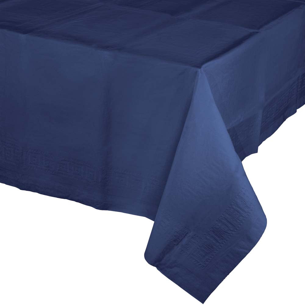 Navy Blue Rectangular Paper Table Cover | Solids