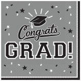 Silver Congrats Grad Luncheon Napkins 36ct | Graduation