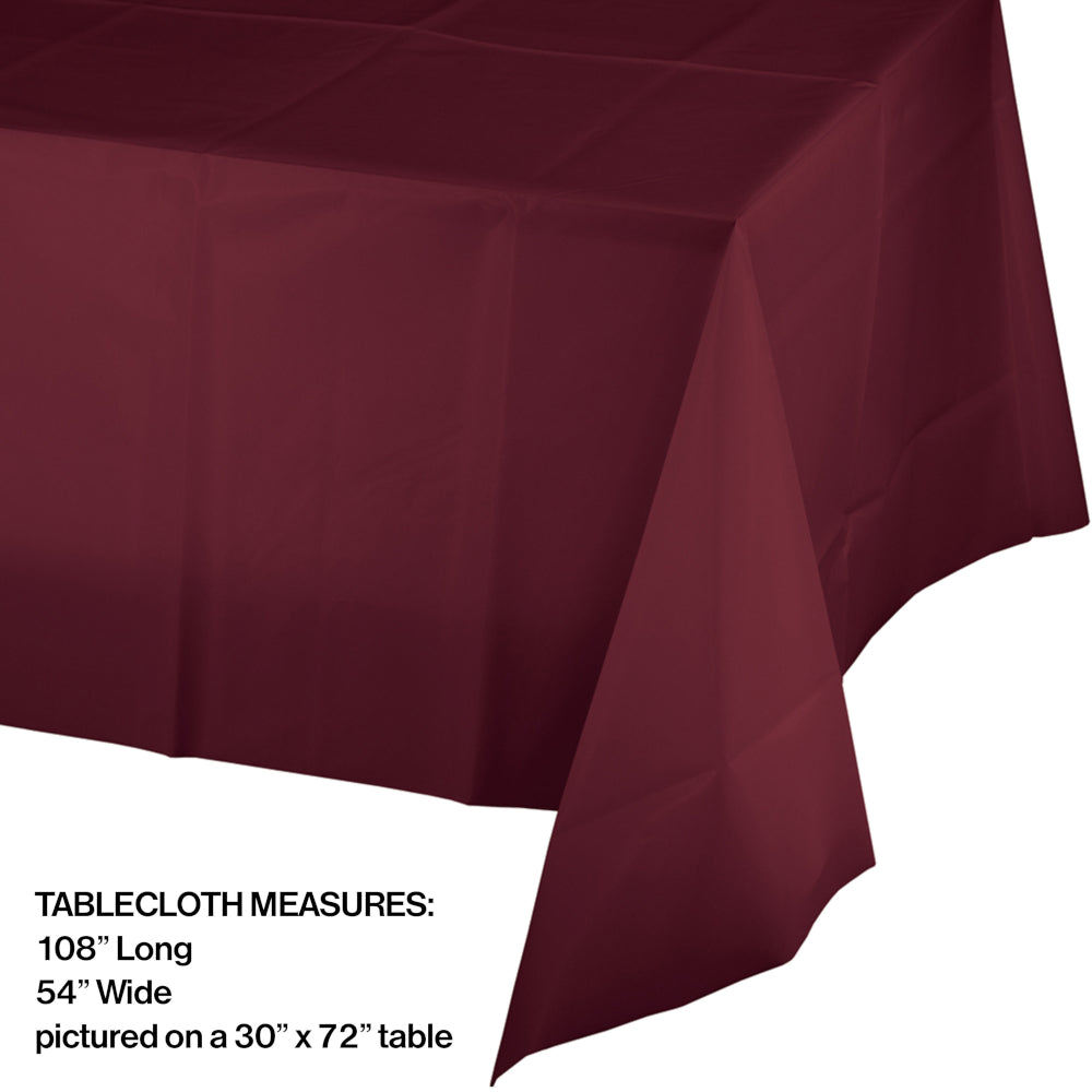 Burgundy Rectangular Plastic Table Cover | Solids
