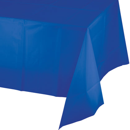 Cobalt Blue Rectangular Plastic Table Cover | Solids