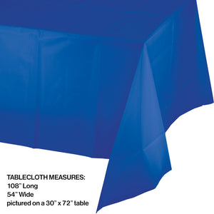 Cobalt Blue Rectangular Plastic Table Cover | Solids