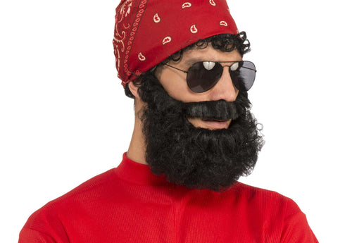Curly Beard with Mustache