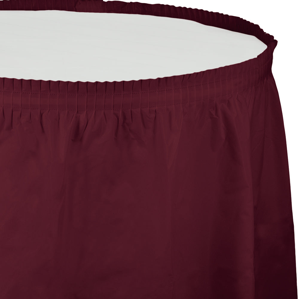 Burgundy Plastic Table Skirt | Solids