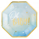 Oh Baby Dinner Plates 8ct - Blue | Baby Shower