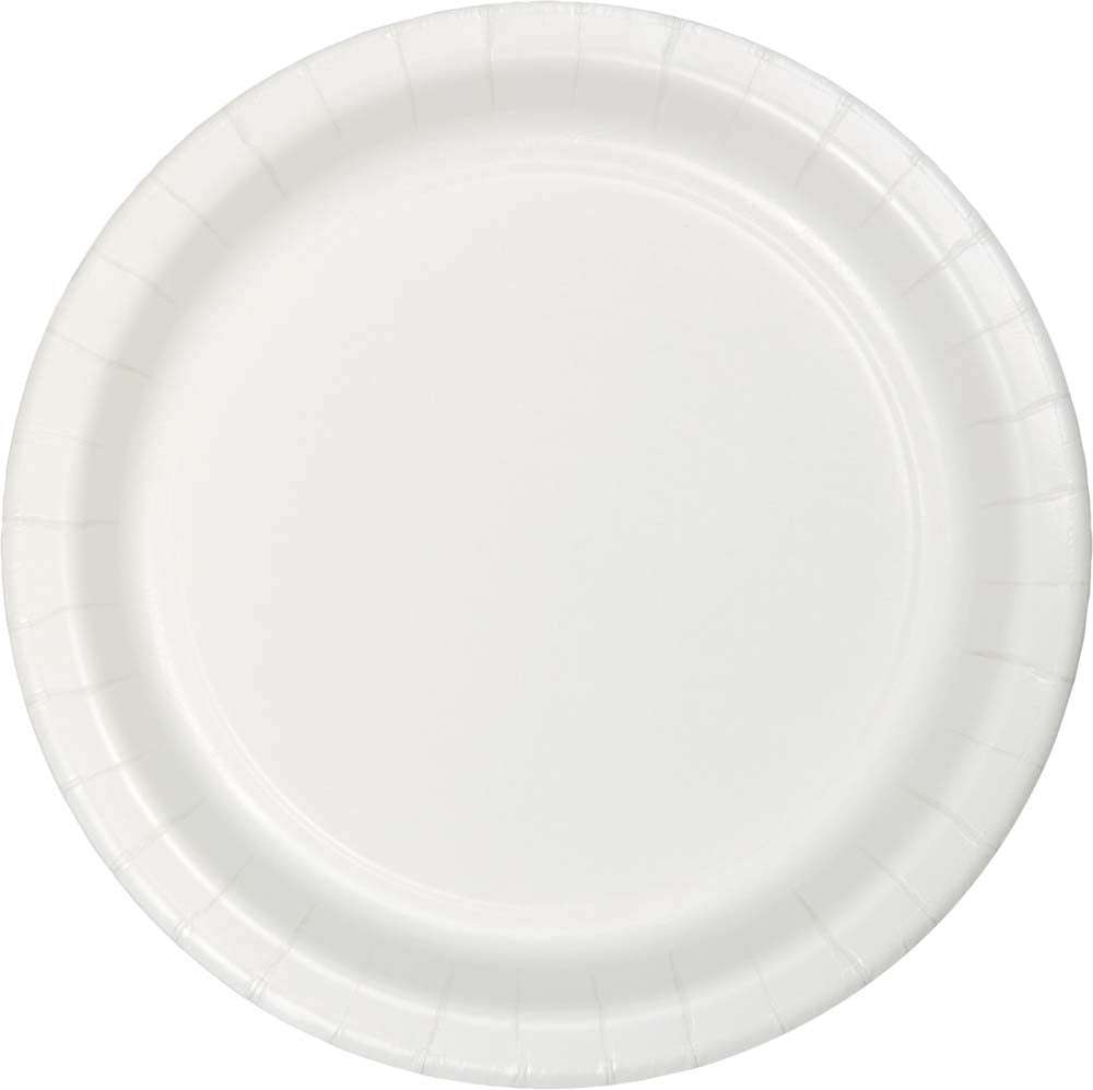 White 7in Paper Cake Plates 24ct | Solids