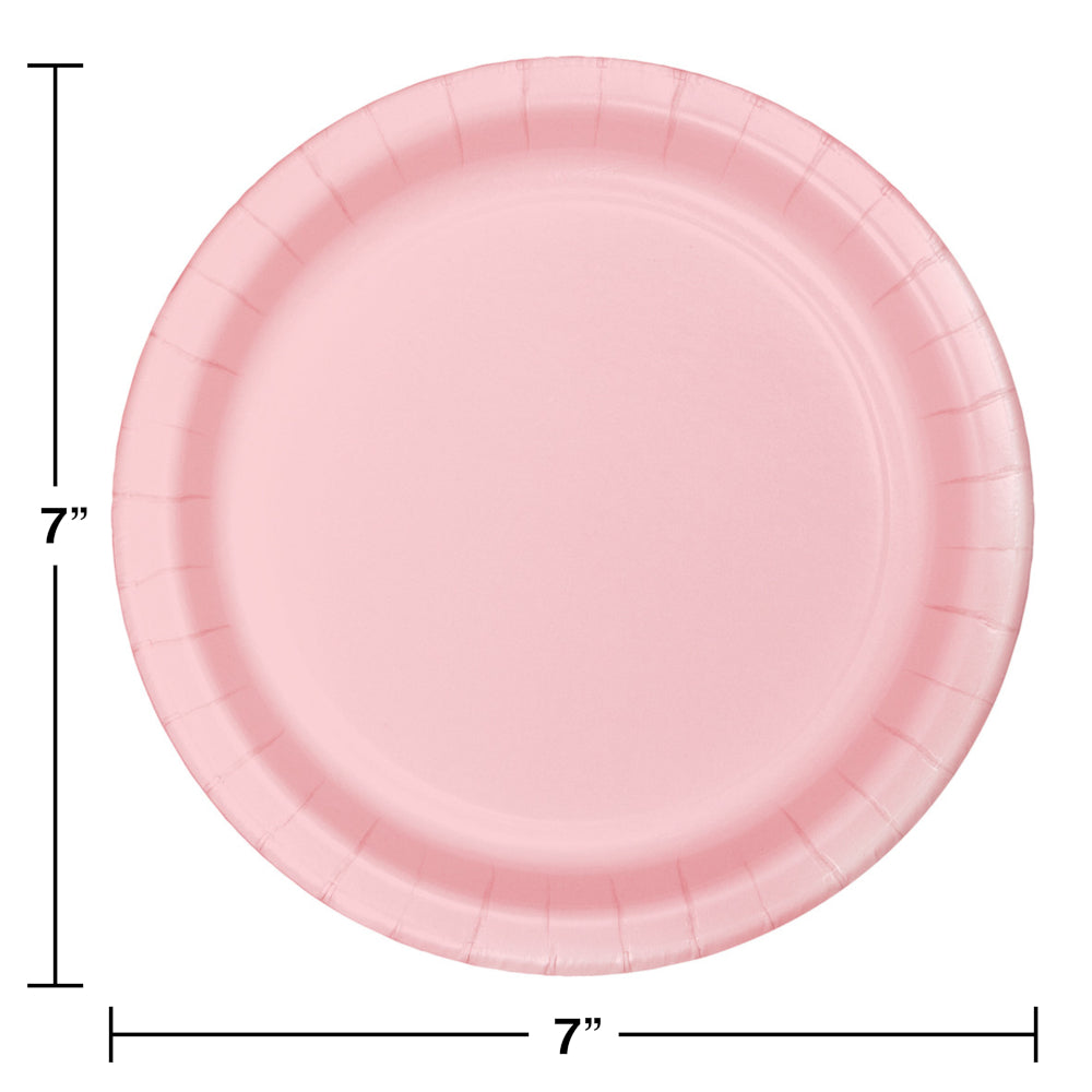 Classic Pink Paper 7in Cake Plates 24ct | Solids