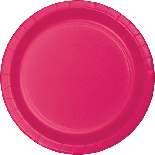 Hot Magenta 7in Paper Cake Plates 24ct | Solids