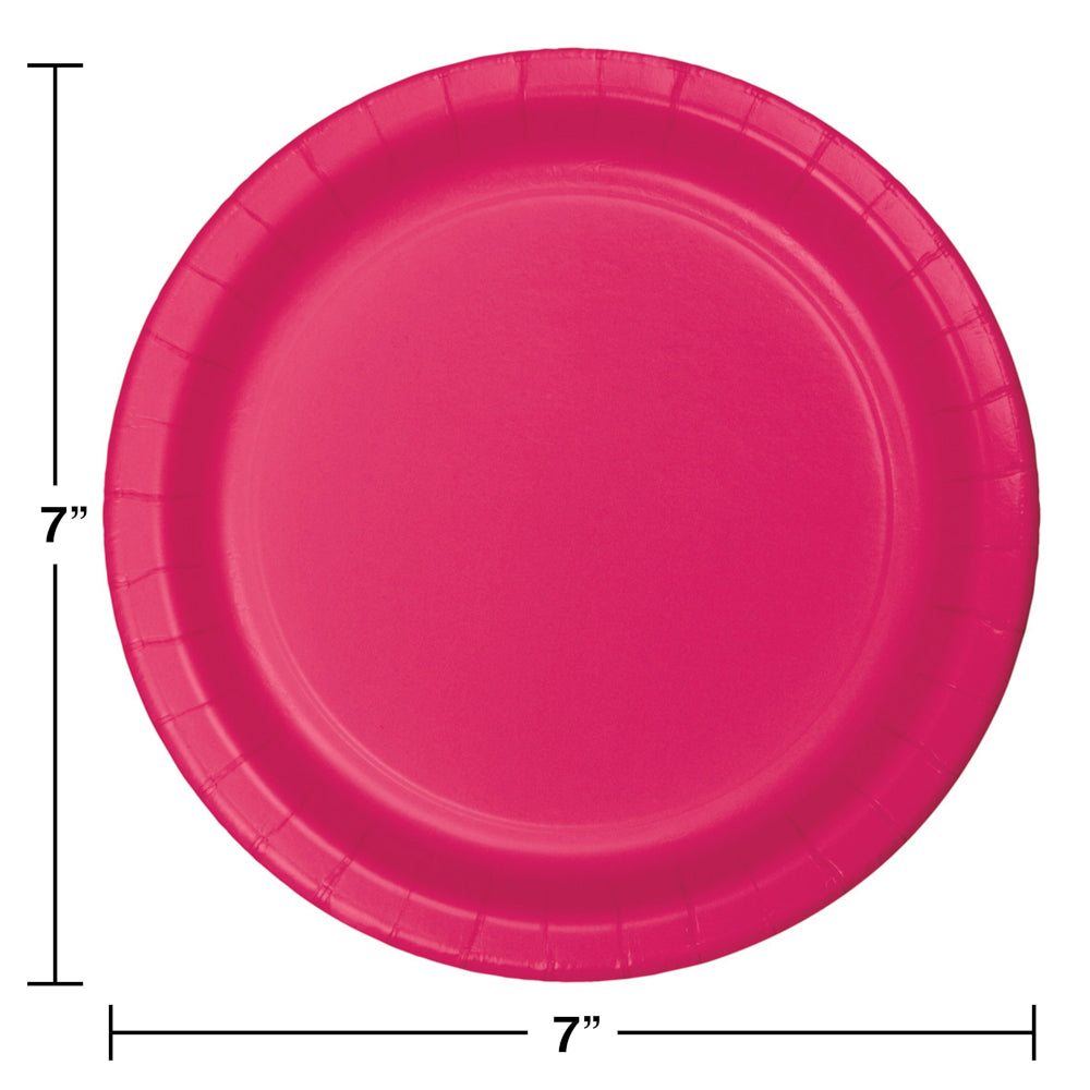 Hot Magenta 7in Paper Cake Plates 24ct | Solids