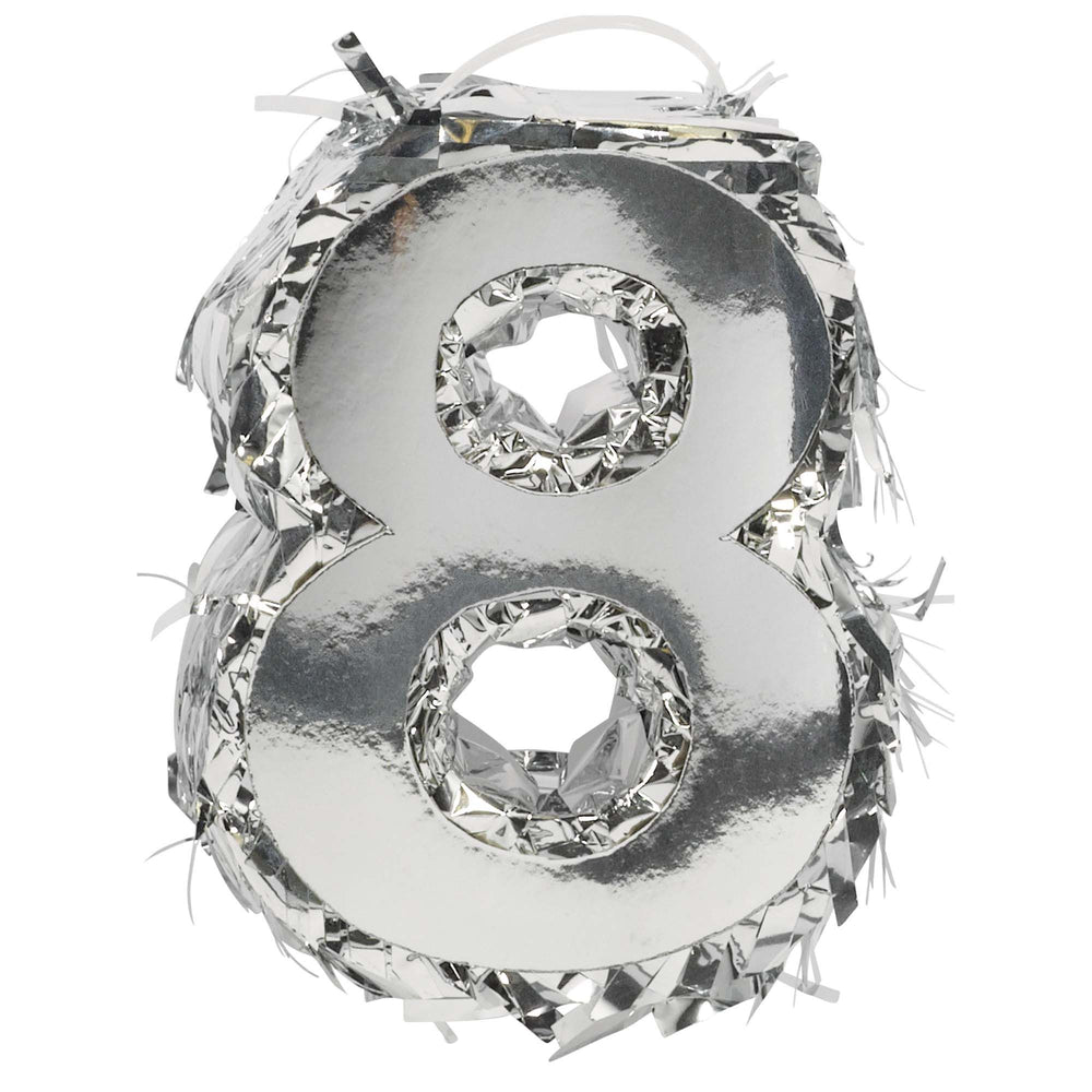 Foil Number Mini Pinata "8" | Silver