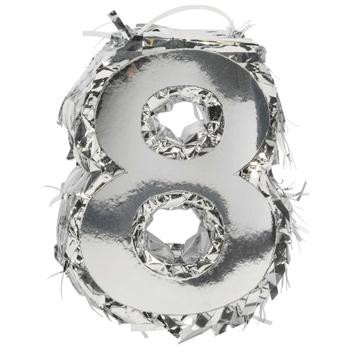 Foil Number Mini Pinata "8" | Silver
