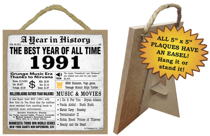 A Year in History Wooden Plaque 1991