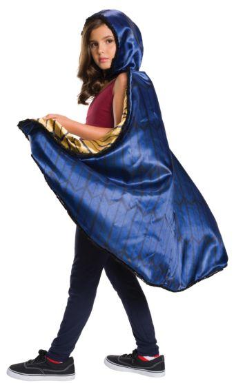 Blue hooded cape with gold inlay