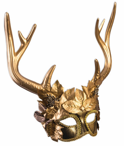 Gold decorative mask with antlers